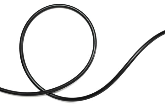 A Black wire cable isolated on a white background abstraction.