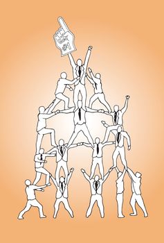 Teamwork concept illustration on orange background