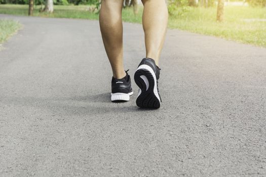 A man running at the morning for jogging, exercising and healthy lifestyle concept.