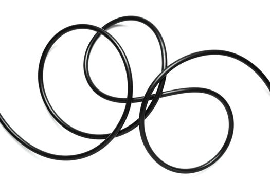 A Black wire cable isolated on a white background abstraction.