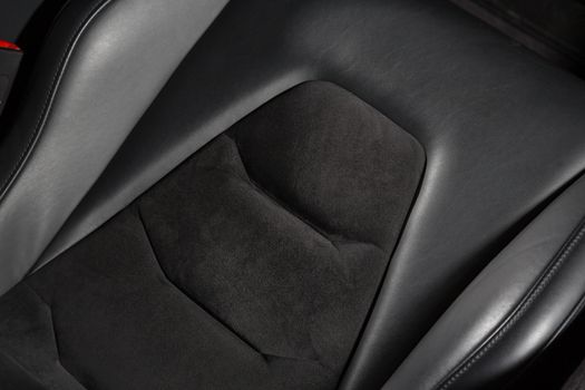 Close up of leather car seat