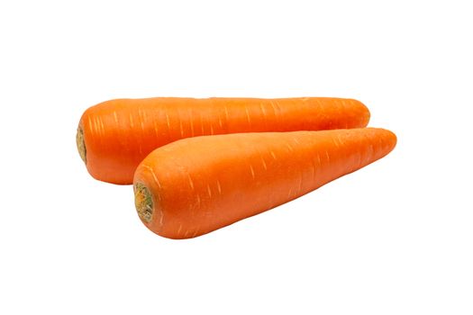 Fresh carrots isolated on white background. Close up of Carrots.