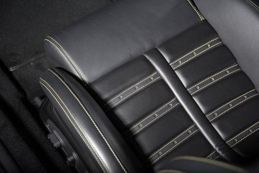 Close up of leather car seat