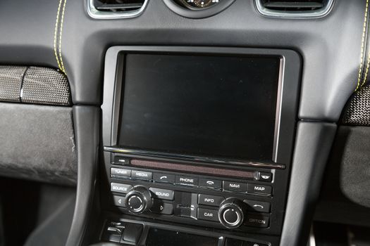 Shot of media screen in car interior