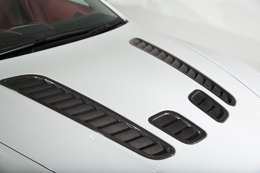 Close up of white sports car bonnet