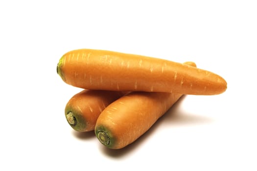 Fresh carrots isolated on white background. Close up of Carrots.