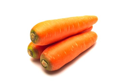 Fresh carrots isolated on white background. Close up of Carrots.