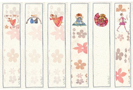 illustrated in watercolor bookmarks