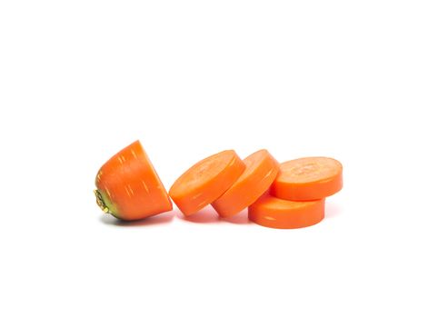 Fresh carrot and carrot slice isolated on white background. Close up of Carrot.