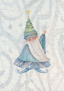 Watercolor illustration of Mr. Winter