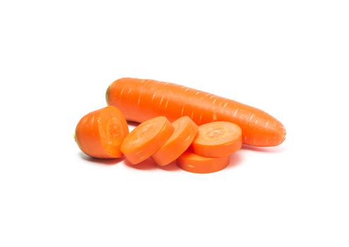 Fresh carrot and carrot slice isolated on white background. Close up of Carrot.