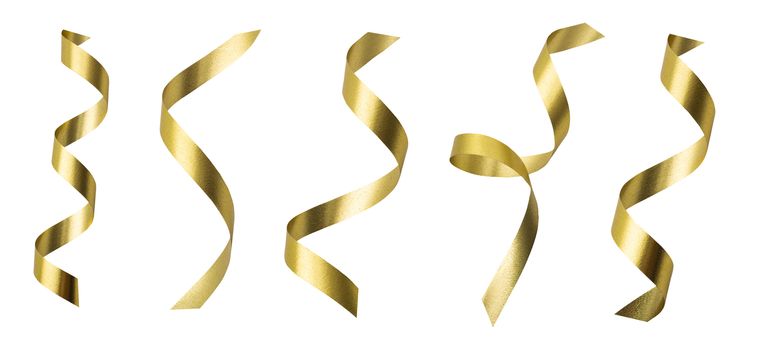 A golden ribbons isolated on a white background with clipping path.