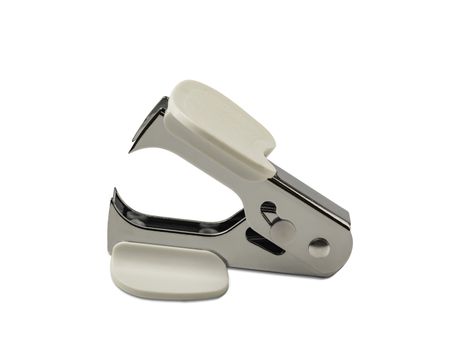 A white staple remover isolated on a white background with clipping path.