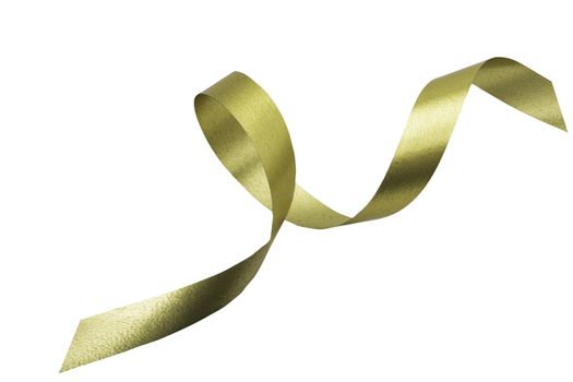 A golden ribbon isolated on a white background with clipping path.