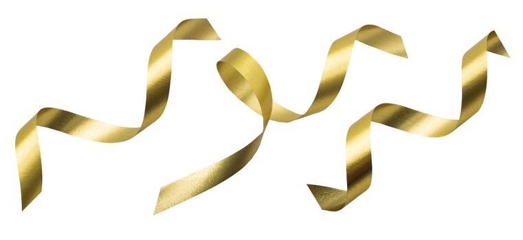 A golden ribbon isolated on a white background with clipping path.