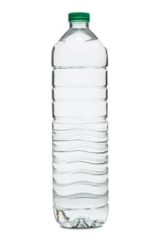 A Plastic water bottle with clipping path isolated on a white background.