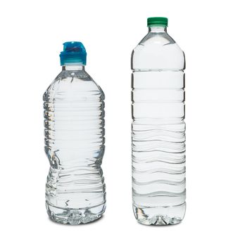 A Plastic water bottle with clipping path isolated on a white background.