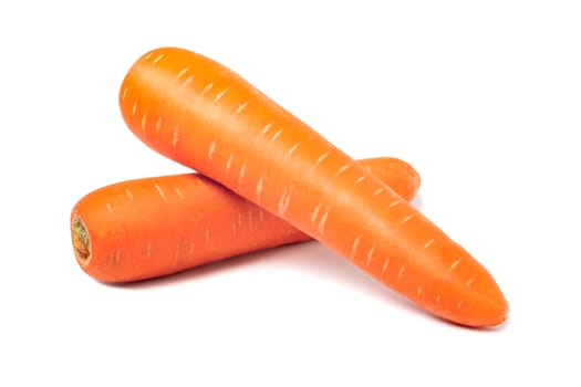 Fresh carrots isolated on white background. Close up of carrots.