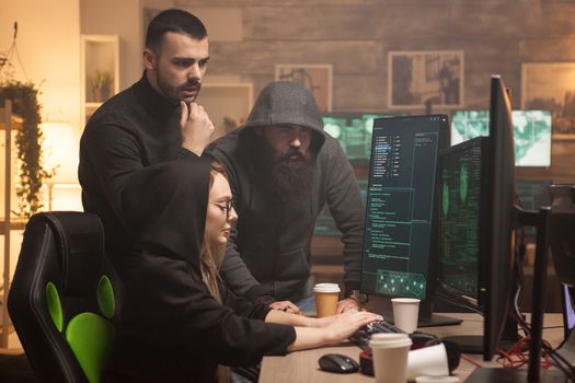 Cyber terrorist helping female hacker to break server of vulnerable government.