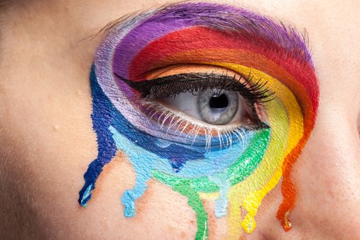 Close up eye with washed colors. Beauty image