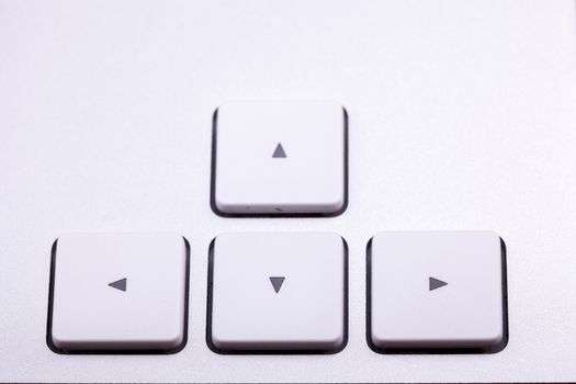 White aluminum keyboard in close up. Technology and communication