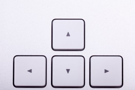 White aluminum keyboard in close up. Technology and communication