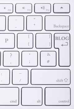Blog word written on standard keyboard. Blogging and writing