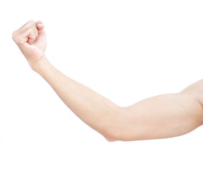 Man arm with blood veins on white background, health care and medical concept