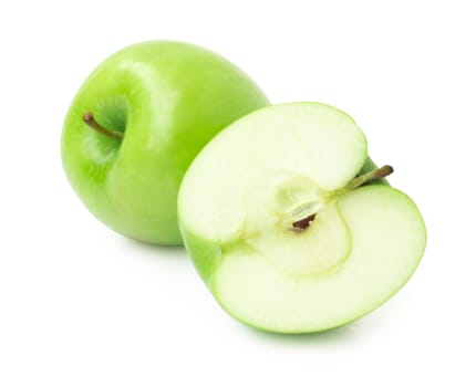 Green apple on white background, fruit healthy concept