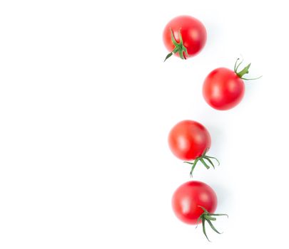 Top view fresh tomatoes isolated on white background