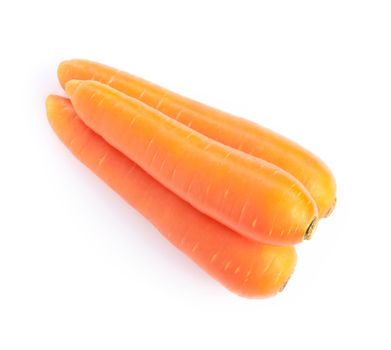 Closeup top view fresh carrot isolated on white background, healthy diet food drink