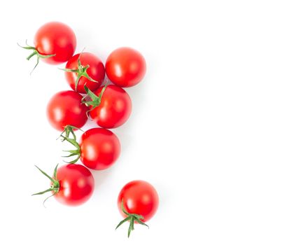 Top view fresh tomatoe isolated on white background