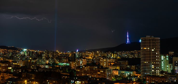 Lighting over the Tbilisi's downtown, Georgia