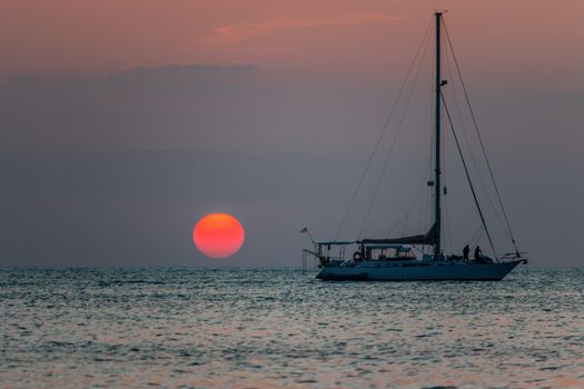 sailboat at sunset in Andaman sea