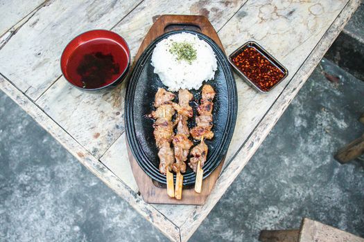 set of traditional Japanese food on the table