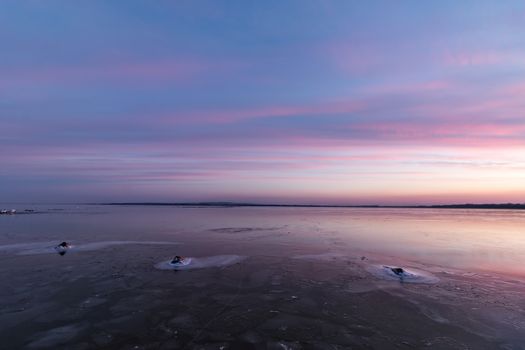 Landscape in winter from a froze lake