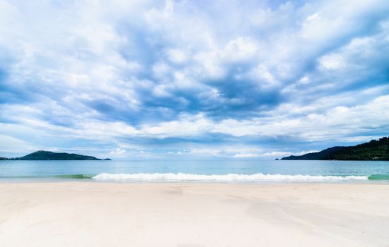 beautyfull white sandy beach emerald sea water and blue sky at Patong beach the most famous tourist attraction on Phuket Island