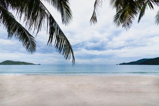 beautyfull white sandy beach emerald sea water and blue sky at Patong beach the most famous tourist attraction on Phuket Island