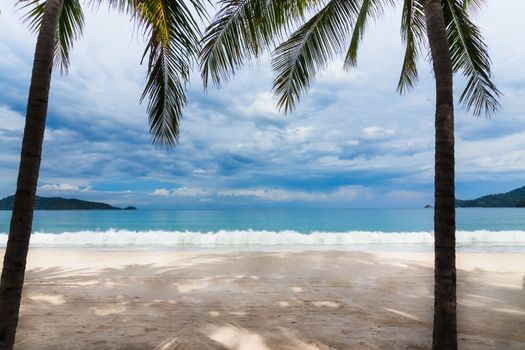 beautyfull white sandy beach emerald sea water and blue sky at Patong beach the most famous tourist attraction on Phuket Island