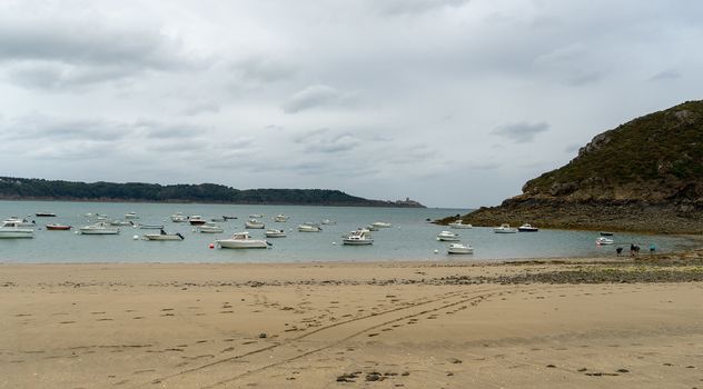 Bretagne of France sea coast hiking trail of tourism