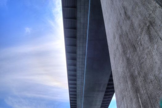 Different views at and from the big Kiel canal bridge in northern germany.