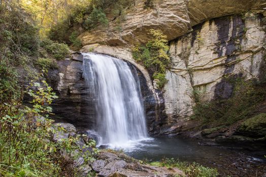 Looking Glass Falls in Nantahala National Forest.