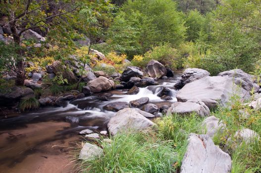 Water flowing through Oak Creek near Sedona, Arizona.