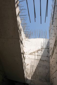 concrete walls and stairs in a new building