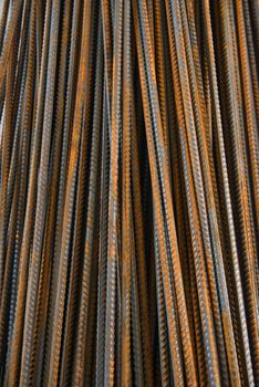 rusty metal bars for construction works. building background