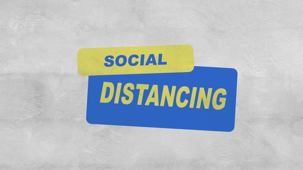 "SOCIAL DISTANCING" Paint text on the cement wall