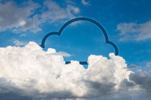 cloud storage with sky nature background in business with technology network server online digital data ai concept
