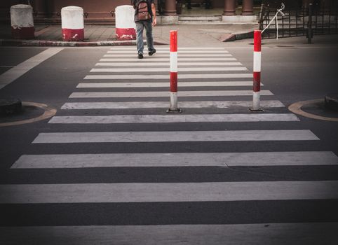 People cross the crosswalk,Cinematic Film Style