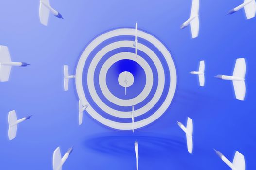 3d rendering image , Target with darts, Business Target Goal For Success Strategy Concept , EFFECT zoom blur