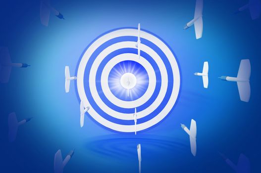 3d rendering image , Target with darts, Business Target Goal For Success Strategy Concept , EFFECT zoom blur